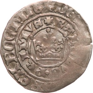 Carlo IV, 1346-1378. - Gros di Praga, 3,39 g; dritto come Cha-86, con iscrizioni parzialmente non coniate, leggermente, ad es.