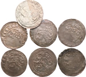 Karel IV. 1346-1378. - pražské groše neurčené různé varianty znamének, zajímavé excentrické ražby, 7 ks