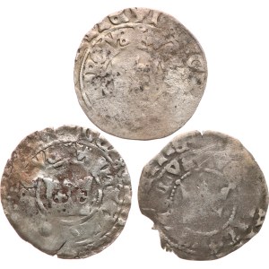 Václav IV, 1378-1419. - 3 groschen di Praga non identificati, uno dei quali con bordo irregolare e incompleto.