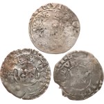 Wenceslas IV, 1378–1419. — 3 unspecified Prague groschen, one of which is circular and incomplete.