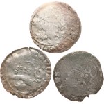 Wenceslas IV, 1378–1419. — 3 unspecified Prague groschen, one of which is circular and incomplete.