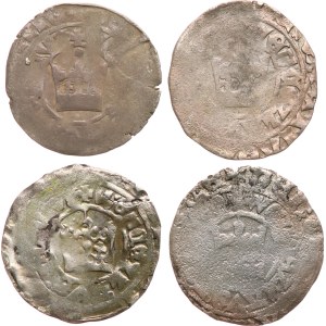 Vacavo IV, 1378-1419. - 4 pezzi di groschen di Praga non identificati, non coniate.