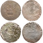 Wenceslas IV, 1378–1419. — 4 unspecified Prague groschen, incomplete.