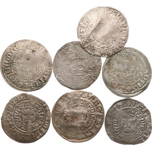Vladislav II Jagellone 1471-1516. - Groschen di Praga non identificati, con bordi ondulati e livellati, 7 pezzi