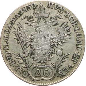 Francesco II (I) 1792-1835. - 20 krejcar 1830 E, zata. Karlsburg, giust.