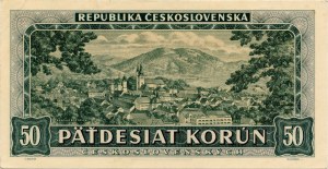50 Kčs 3. 7. 1948, série A10, B-81b, nepatrný náznak přeložení