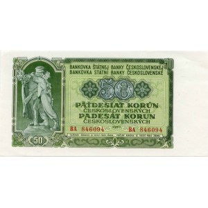 50 Kčs 1953, serie BA, B-91a, non dentellata