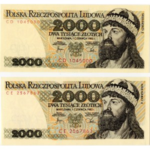 Polonia, Repubblica Popolare Polacca 1947-1989. - 2000 zloty, 1° giugno 1982, serie CD, serie CE, P-147c, 2 esemplari