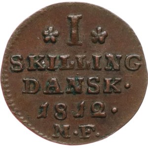 Danimarca, Federico VI, 1808-1839. - 1 skilling (danese) 1812 MF, KM‑671, bella patina