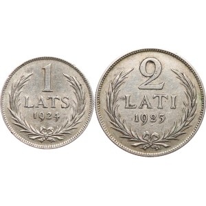Lettonia. - 1 lats del 1924, 2 lati del 1925, KM‑7, KM‑8, per un totale di 2 pezzi