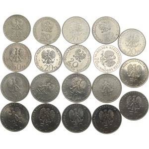 Polonia, Repubblica Popolare 1947-1989. - 20 z ł otych dal 1974 al 1983 (8 pezzi) + 50 z ł otych dal 1979 al 1983 (11 pezzi), per un totale di 19 pezzi, tutti diversi tra loro