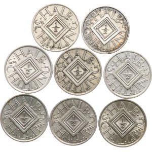 Austria, Prima Repubblica 1919-1934. - ½ scellino 1925 (6 volte), 1926 (2 volte), KM‑2839, in totale 8 pezzi