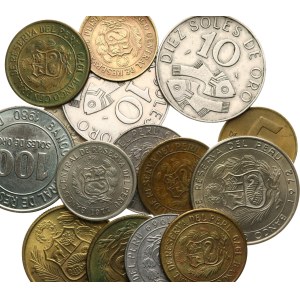 Perù. - 5 pp. 1969 (2 volte), 1977 (2 volte), 1978, 1979, 10 pp. 1969 (2 volte), 1972, 1978, 1979 (2 volte), 50 s. 1980 (2 volte), 100 s. 1980, per un totale di 15 pezzi