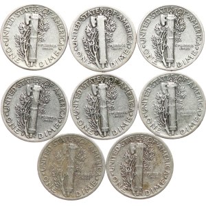 Stati Uniti. - Dime 1935, 1941, 1941 S, 1942, 1942 D, 1943, 1944, 1945, KM-140, per un totale di 8 pezzi