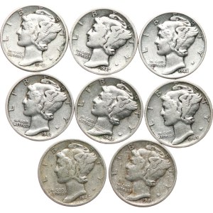 Stati Uniti. - Dime 1935, 1941, 1941 S, 1942, 1942 D, 1943, 1944, 1945, KM-140, per un totale di 8 pezzi
