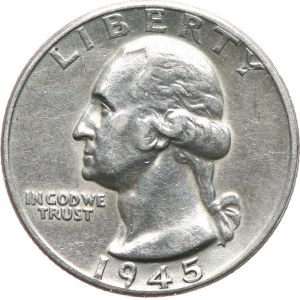 USA. - (Washington) ¼ di dollaro 1945, Ag 900/1000, KM‑164
