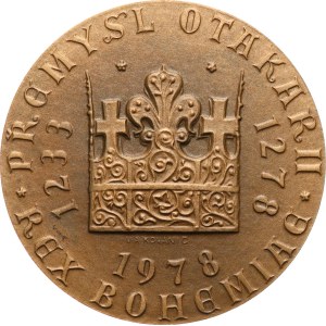 Kovanič V. A. - 1978. - 700° anniversario della morte di Přemysl Otakar II - sigillo equestre, sovrano a cavallo in armatura a sinistra / corona, data 1233-1278-1978. - bronzo, 42 mm