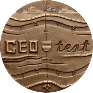 Šindelář L. - 1987 - Geotest Brno, 30 anni di attività 1958-1988. - bronzo, 60 mm, monofacciale, astuccio