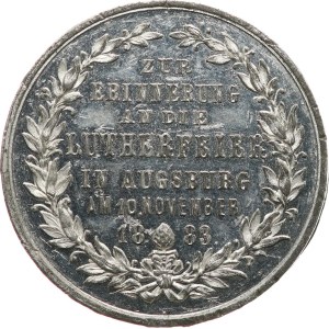 Germania. - Augusta, celebrazioni in onore di Lutero, 10 novembre 1883. - busto di M. Lutero a destra / iscrizione a 7 righe nel corona. - stagno, 34 mm, piccola incisione