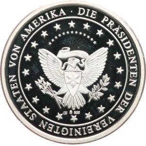 Germania. - Theodore Roosevelt 1901-1909 (26° presidente degli Stati Uniti). - busto di fronte / sigillo presidenziale. - Argento   925, punzone, 35   mm, 14,90   g, capsula