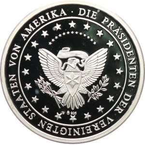 Germania. - John F. Kennedy 1961-1963 (35° presidente degli Stati Uniti), in occasione della conferenza di Vienna. - J. F. Kennedy e N. Krusciov durante i colloqui, datato 3 giugno 1961 / sigillo presidenziale. - Argento 925, punzone, 35 mm, 15,27 g, caps