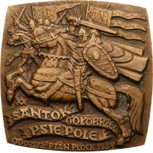 Polonia, PTAiN, nei pressi di Płock. - 1984. - Battaglia di Płock, 15 agosto 1099. - scena dell’investitura a cavaliere / cavalleria all’attacco sulla sinistra. - bronzo massiccio 64x64 mm