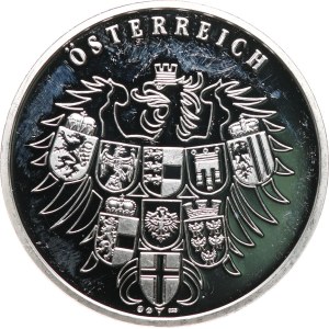 Austria, Seconda Repubblica, 1945. - La bella Austria, Kaiservilla Bad Ischl. - Aquila con lo stemma federale / vista della villa imperiale. - Argento 925, punzone, 40 mm, 19,95 g