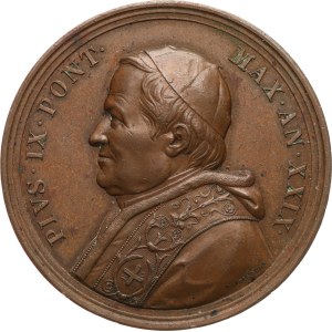 Vaticano, Pio IX, 1846-1878. - busto del papa a sinistra, iscrizione, firma: Bianci / interno della Basilica di San Pietro, data 1874. - bronzo, 44   mm