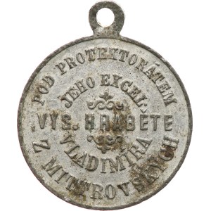 Šlapanice. - Na 25 let trvání spolku vojenských vysloužilců farnosti šlapanické 29. 6. 1895, pod protektorátem hraběte Valdimíra z Mitrovských. - Zn, 29 mm, s původním ouškem, skvrny