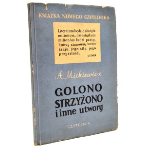 Mickiewicz, A. – *Golona Strzyżono* et autres textes, Varsovie, 1950 [ Couverture conçue par Miklaszewski ]