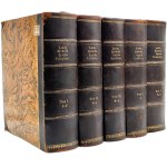 Samuel Bogumił Linde, Dictionary of the Polish Language, Vol. I–V, Lviv 1854–1859, [Ornate period binding, dedications to Potocki, Czartoryski, Ossoliński, Poniatowski, and Zamoyski]
