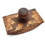 Ornate cradle-shaped ink blotter (bibularz), Central Europe, early 20th century