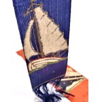 A pair of vintage "Gdynia" bookmarks—silk, maritime souvenir, Second Polish Republic [ Gdynia, maritime themes ]