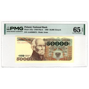 50 000 Złotych 1989, seria AA - PMG 65 EPQ
