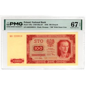 100 zlotych, 1948, KR series - PMG 67 EPQ