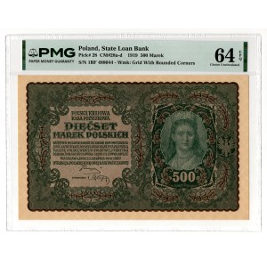500 Marek Polskich 1919, I seria BF - PMG 64 EPQ