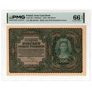 500 zloty polacchi del 1919, prima serie BG - PMG 66 EPQ