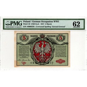 5 Polish Marks 1916, General, Series A - PMG 62