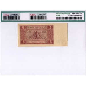 5 zlotych, 1948, BF series—two-letter series—narrower numerals