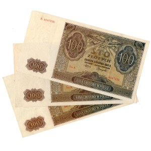 100 zlotych, 1941, Series A and D - Set of 3