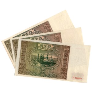 100 zlotych, 1941, Series A and D - Set of 3
