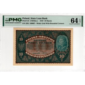 10 Polish Marks, 1919, Series II DL - PMG 64 EPQ