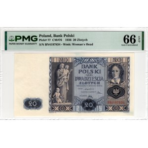20 zlotych, 1936, BN Series - PMG 66 EPQ