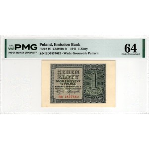 1 zloty, 1941, BD series - PMG 64