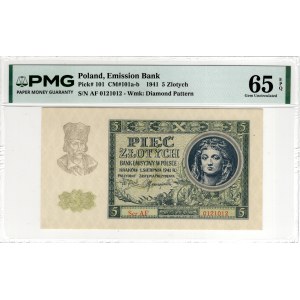 5 Złotych 1941, seria AF - PMG 65 EPQ