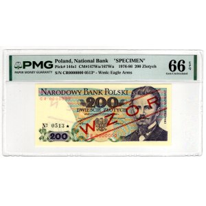 200 zlotych, 1986, CR 0000000 series, PROTOTYPE, No. 0513* - PMG 66 EPQ