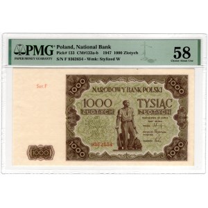 1,000 Złoty, 1947, Series F - PMG 58