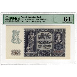 20 zlotych, 1940, K Series - PMG 64 EPQ