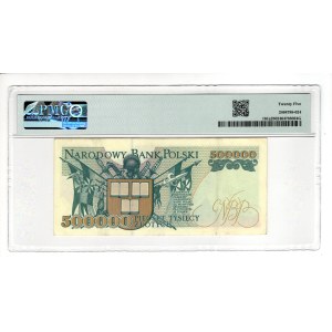 500.000 zloty 1993, serie AA - PMG 25