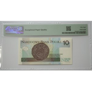 10 Złotych 2012, seria AN - PMG 58 EPQ - bardzo niski numer 0000100
